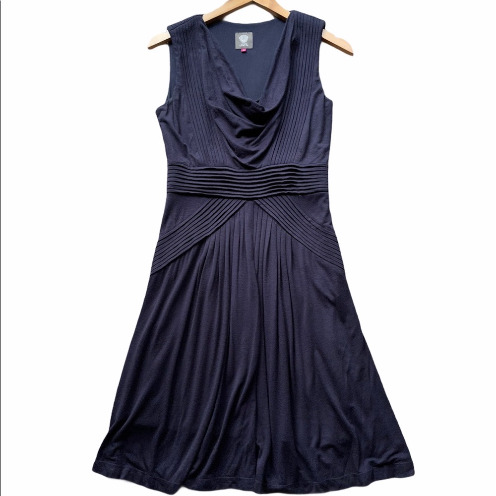 Vince Camuto Cowl Neck Swing Navy Dress